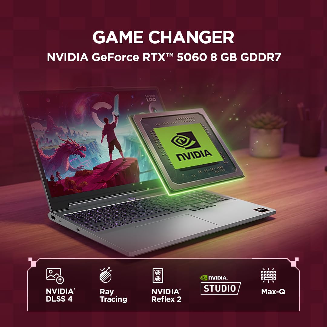 Lenovo LOQ Gaming AI Laptop | 15.3" WUXGA 165Hz Display | AMD Ryzen 7 250 | 16GB RAM | 1TB SSD | NVIDIA GeForce RTX 5060 | Windows 11 | QWERTZ | Grau | 3 Monate GamePass