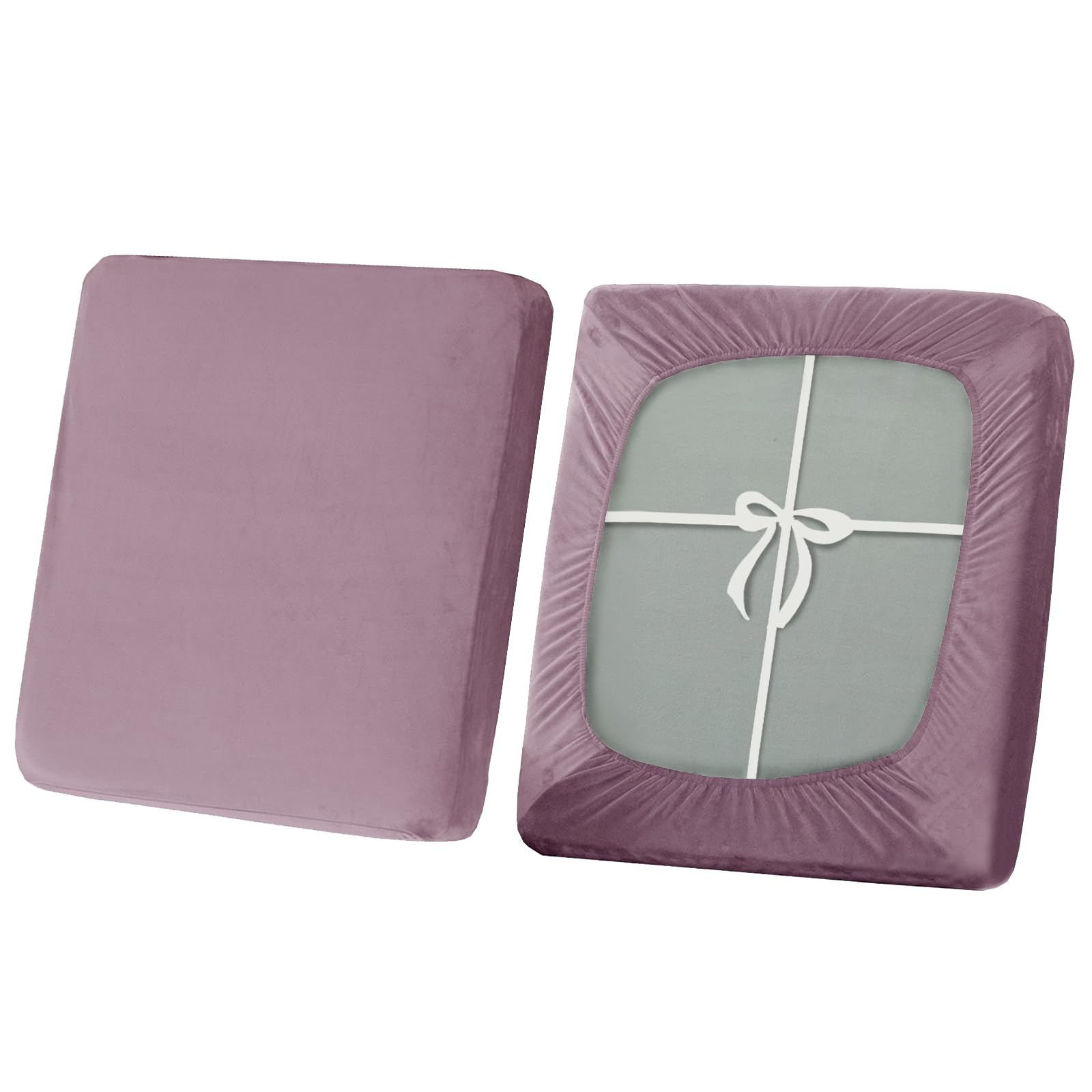 SYLC Stretch Sofa Seat Cushion Covers, Non-slip Sofa Cushion Cover with Ties and Elastic Bands, Velvet Couch Cushion Covers Replacement (Pink,Large 4-Seater) — image 1