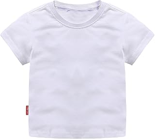 Camiseta lisa de verano con cuello redondo y manga corta, de algodón, informal, holgada, básica, para el hogar, uso diario, gimnasio, correr, escuela, deportes, blusa para adolescentes, blanco, 7-8