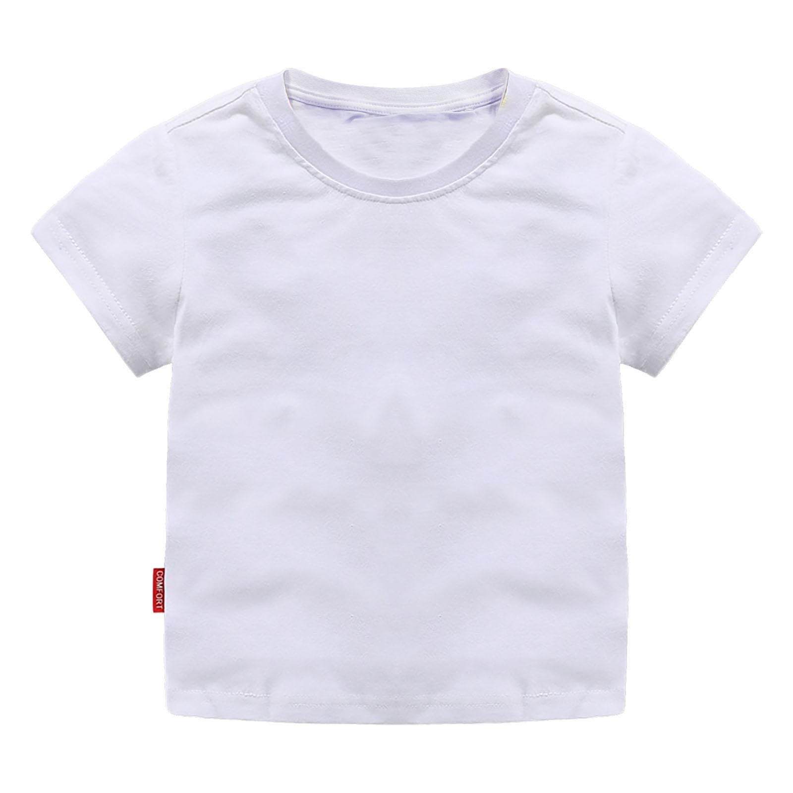 Kids Solid Color Short Sleeve T-Shirts for Boys Girls Summer Crewneck Basic Tee Shirt Toddler Baby Undershirt Tops — view 14