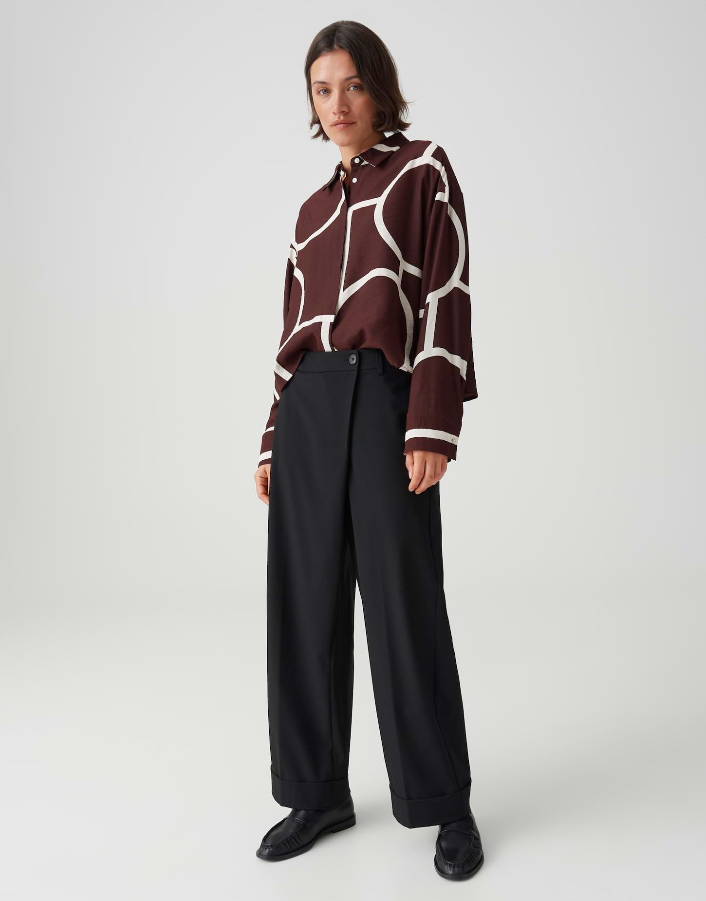 OPUS Damen City Pants | MOZY Turn-UP Relaxed City Pants aus weichem Viskose Mix