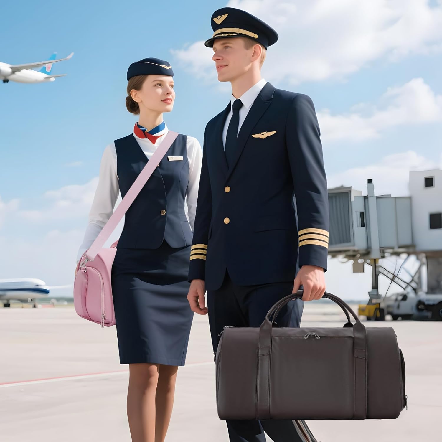 Modoker Leather Garment Bag for Travel – 2-in-1 Carry-On Suit Bag & Weekender for Women – Wedding Dress Luggage with Shoe Compartment & Shoulder Strap – Ideal for Business Trips,Pink - Image 6