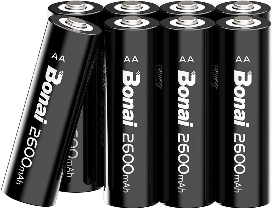 BONAI AA Batteries Rechargeable High Capacity 1.2V NiMH-AA Rechargeable Batteries,Reliable Power & Low Self Discharge (Pack of 8)