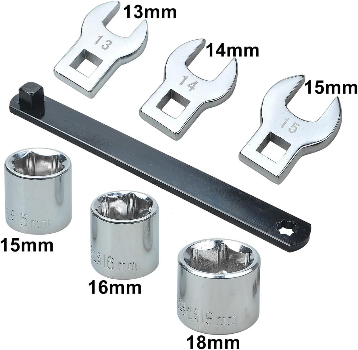 8pcs Serpentine Belt Tension Setting Alignment Wrench Tool Kit 1/2" 3/8" Square