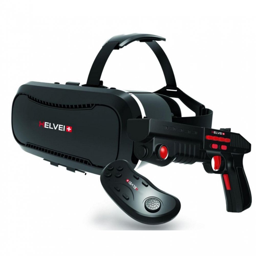 Set per Realtà Virtuale con Visore 3D Heaven con Pistola Hell GUN e Controller VR - Nero