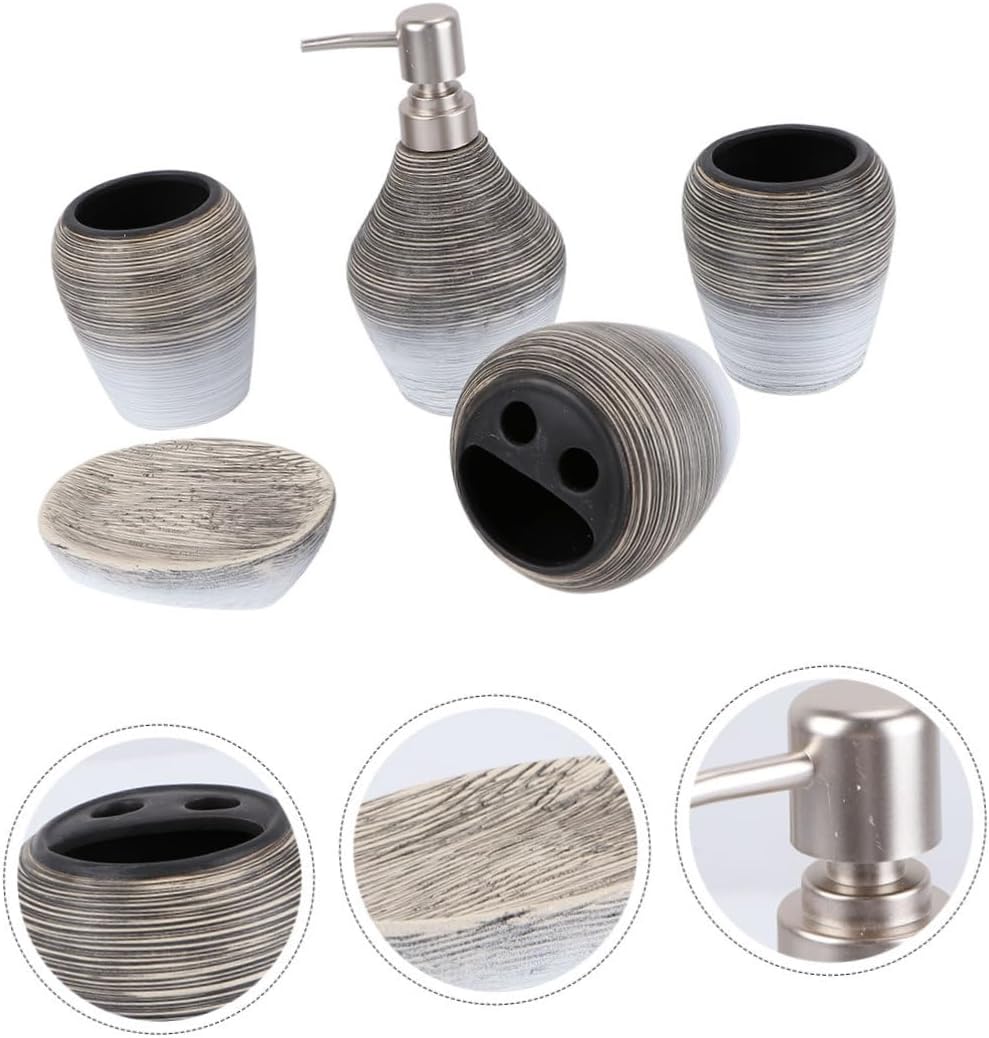 Ciieeo 5pcs Ceramic Toothbrush Holder Home Gargle Cup Travel Toothbrush Bathroom Decor Accessory
