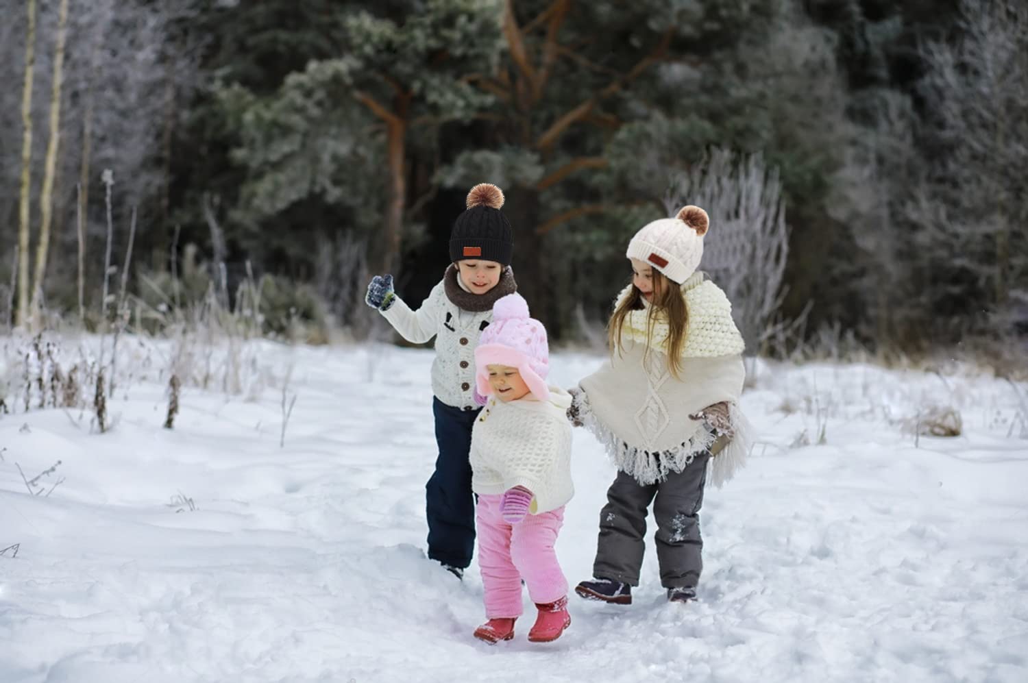 3 en 1 Conjunto de Gorro, Bufanda y Guantes para Niños y Niñas - Set Beanie Invierno Sombrero de Punto