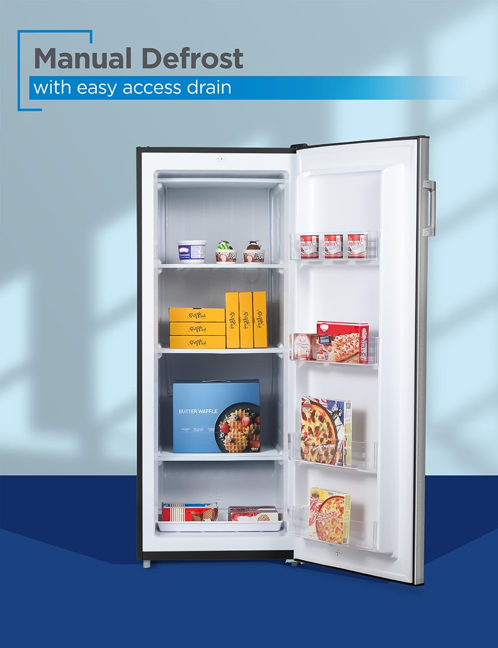 Black+Decker 8.5 Cu. Ft. Upright Freezer, Stand Up Freezer With Mechanical Temperature Control,Freezer With 3 Shelves And 4 Door Bins, Manual Defrost,R600a Refrigerant, Buf850ls,Stainless Steel Look on Fridge.com - View 5