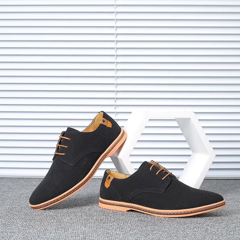 Men's Suede Oxford Shoes Formal Casual Walking Shoes Men's Suede Dress Shoes Casual Lace-Up Oxford Shoes (Black,7)4