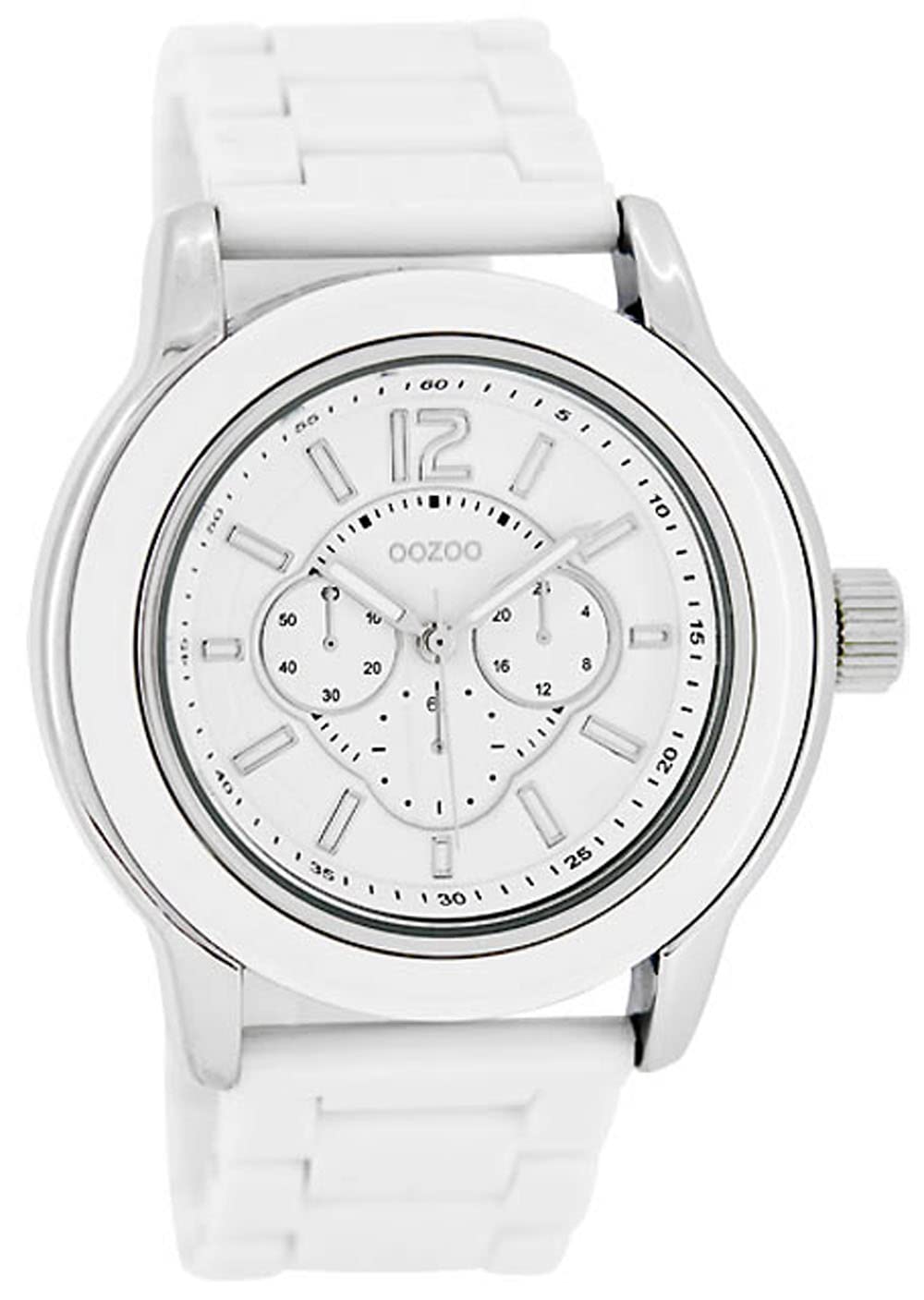 Oozoo Orologio Da Polso Uomo/Donna, Cassa 40mm, Look Cronografo, Cinturino In Plastica Bianca, Movimento Miyota, Outlet - 4