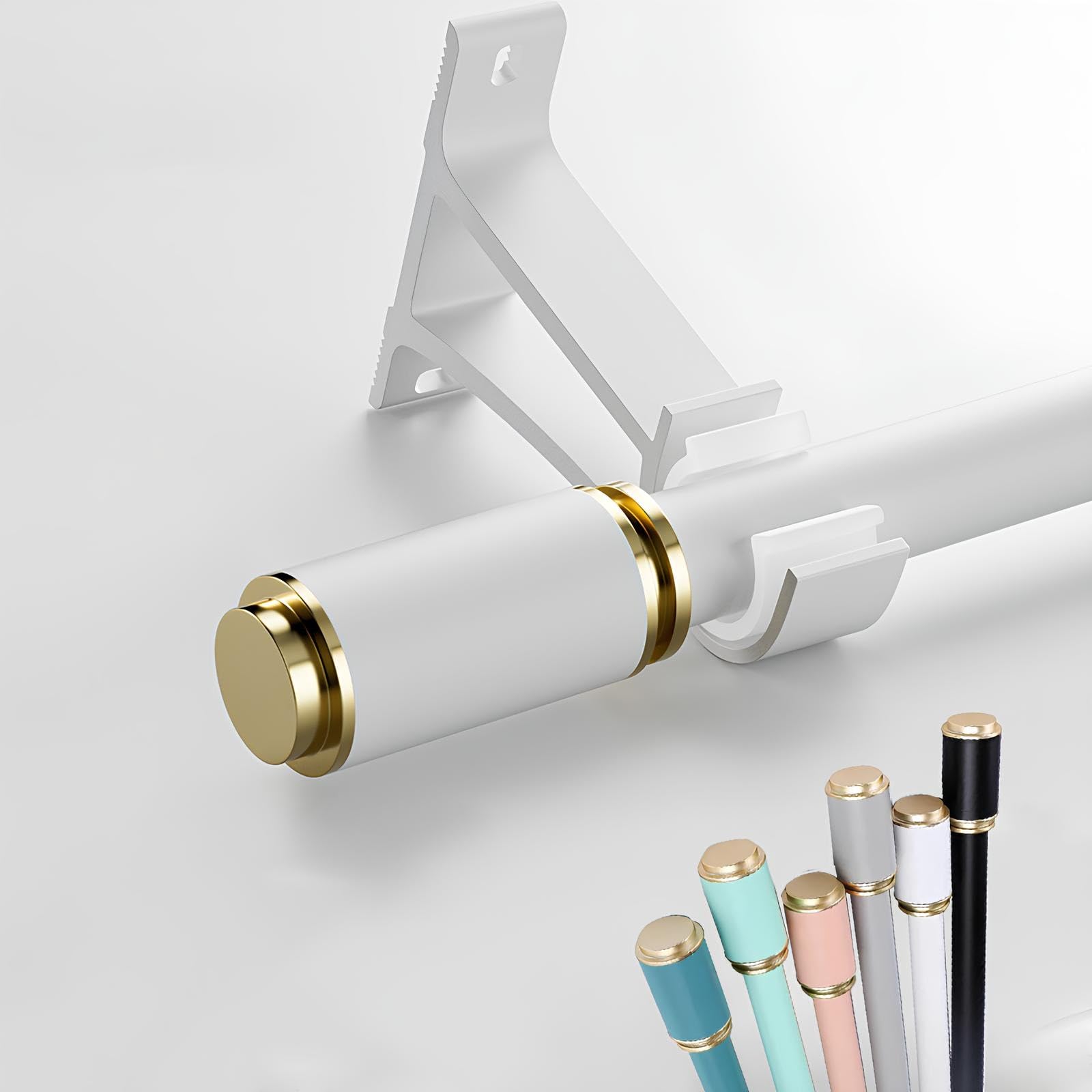 GLDYTVF Premium Silent Aluminum Curtain Track Heavy-Duty Wall Mounted Curtain Rods for Bedroom & Living Room 120cm (3.9ft) - Easy Install Stylish White Design