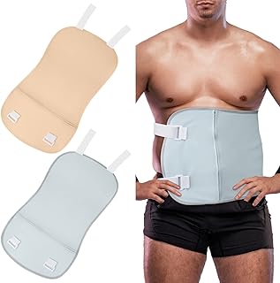 Tudomro 2 Pcs Men's Castor Oil Pack Comfort Kit Compress Reusable Organic Castor Oil Pack Wrap with Soft Ties Storage Bag for Liver Detox Insomnia Constipation, Castor Oil Not Included (Khaki, Gray)