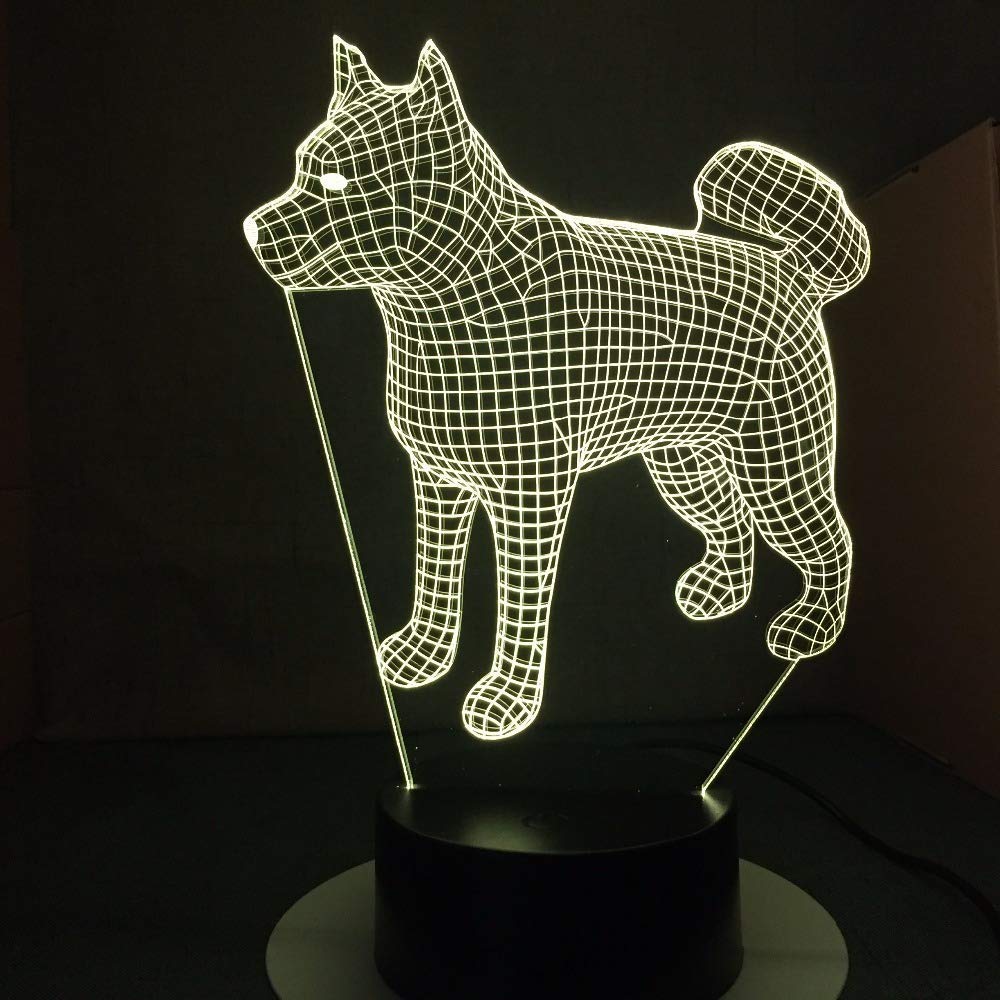 Lampada 3D Ottica Cane Con Telecomando – 16 Colori LED, Luce Notturna USB Per Cameretta, Regalo Originale Compleanno/Natale