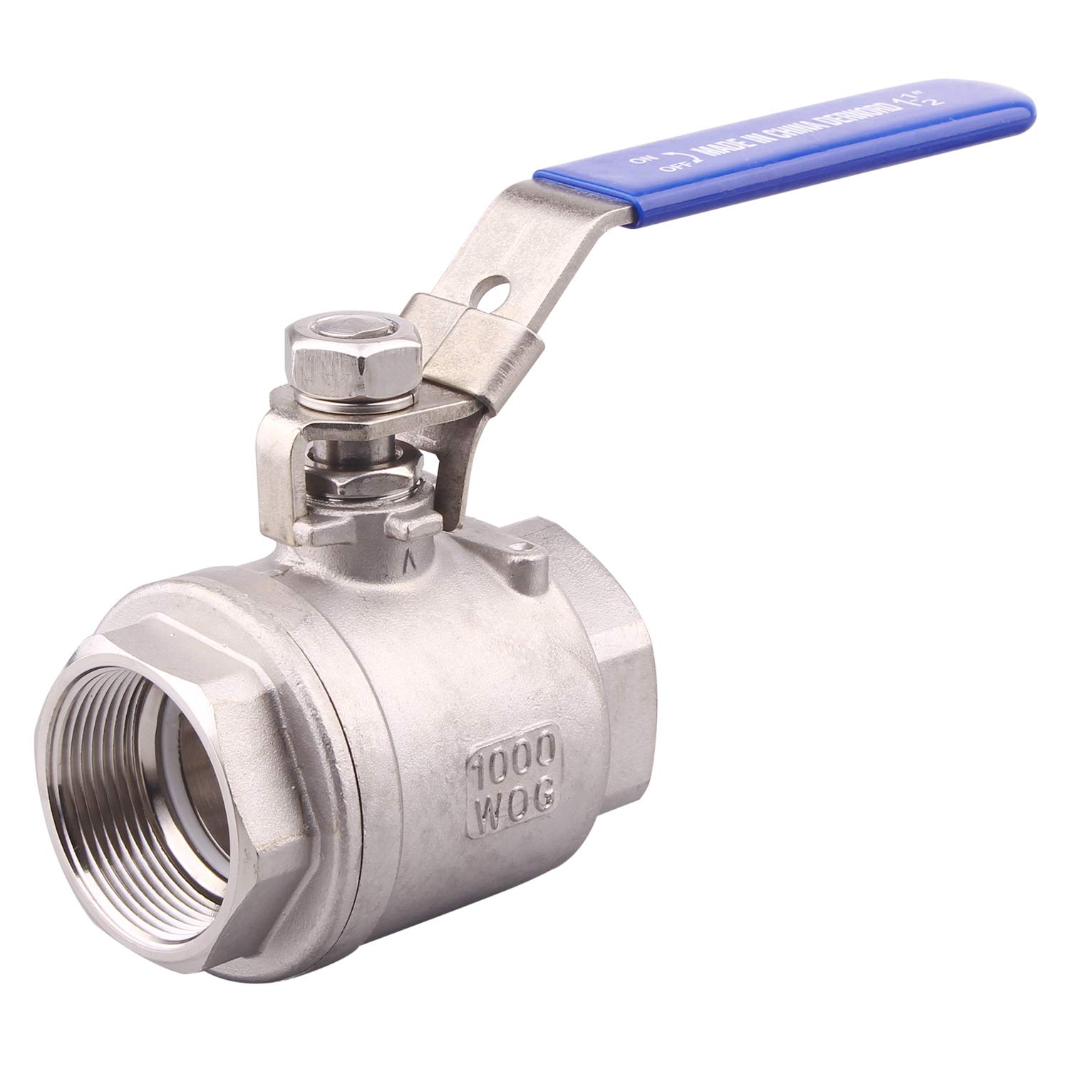 Dernord - Válvula de bola de acero inoxidable 304, 2 piezas, puerto completo, resistente para WOG con dispositivo de bloqueo