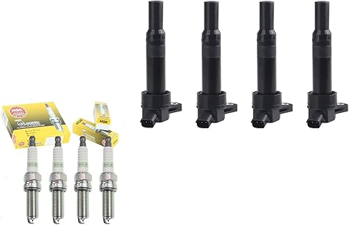 MCK Paquete de 4 bobinas de encendido y bujía compatibles con Hyundai Kia Elantra Forte Koup Forte5 2012 2013 2014 2015 2016 2017 2018 2019 2020 L4