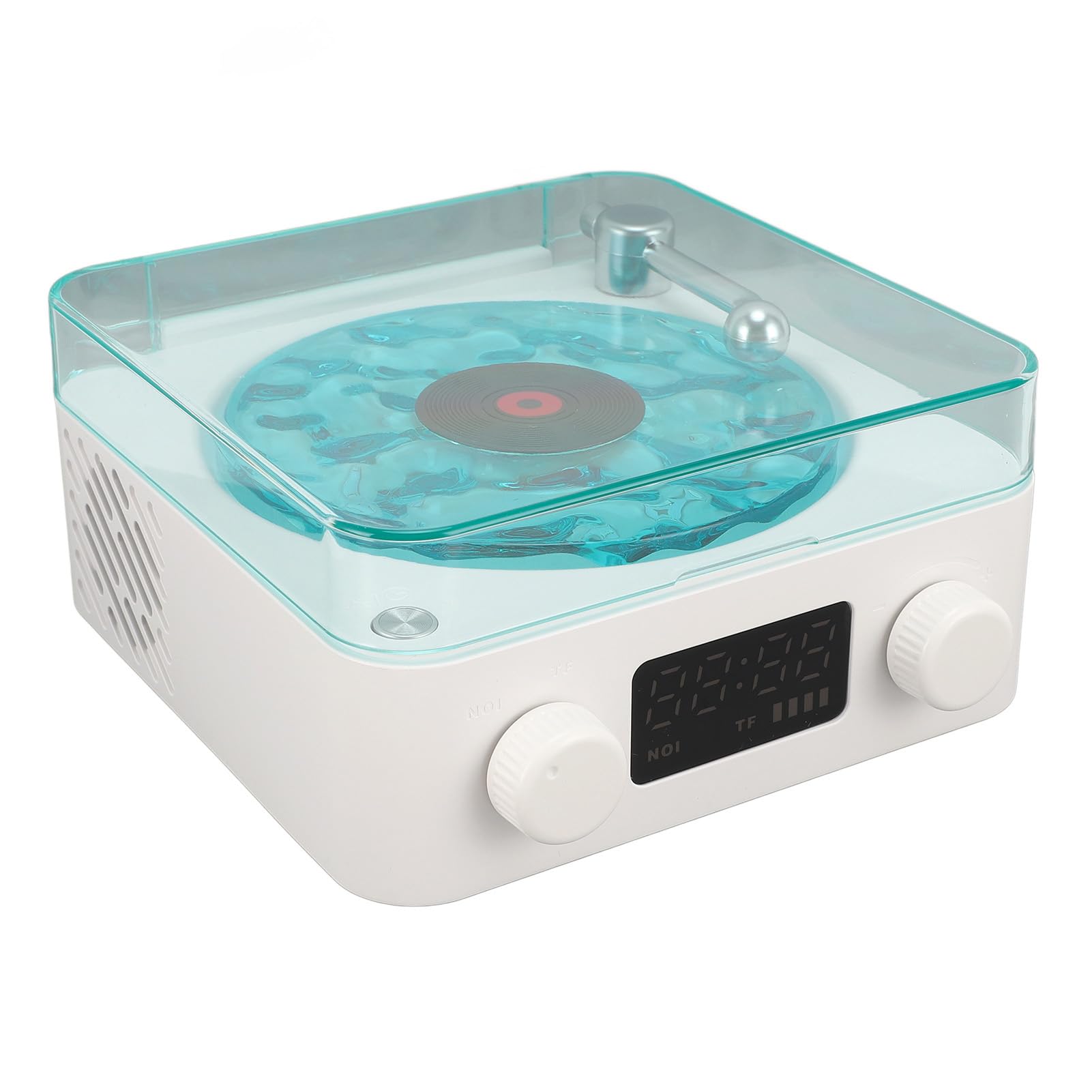 Bewinner Haut-Parleur Bluetooth Rétro avec Lecteur Vinyle et Lumière Réglable - Stéréo Compact Portable pour Dormir et Soirée