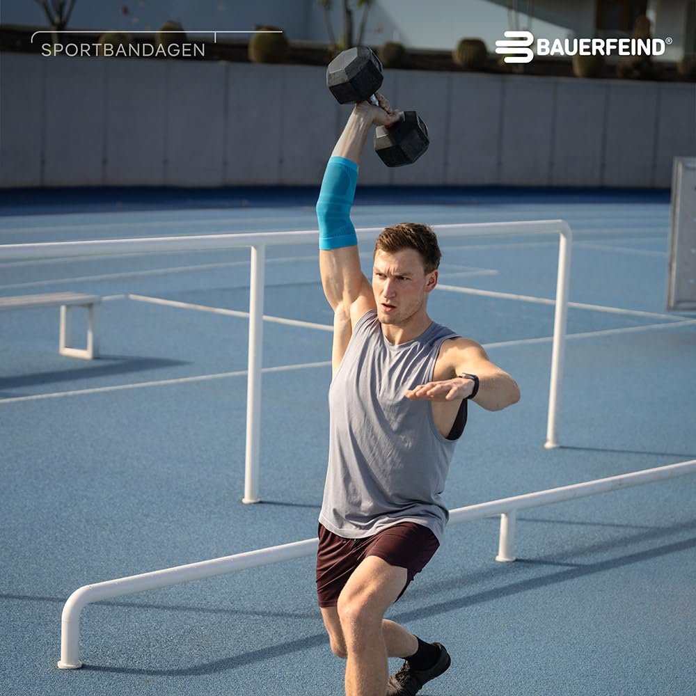 BAUERFEIND Ellenbogen Sleeve „Sports Compression Elbow Support“, 1 Unisex Ellenbogenbandage mit Kompression, Für Basketball, Leichtathletik und bei Ball- und Schlagsportarten, Rechts & Links tragbar