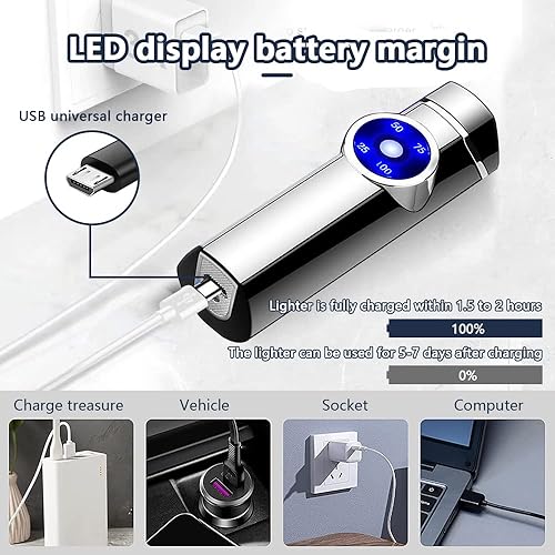 Miniatura 3 de Encendedor eléctrico, encendedor de plasma de triple arco para exteriores, encendedor USB recargable, encendedor resistente al viento con indicador