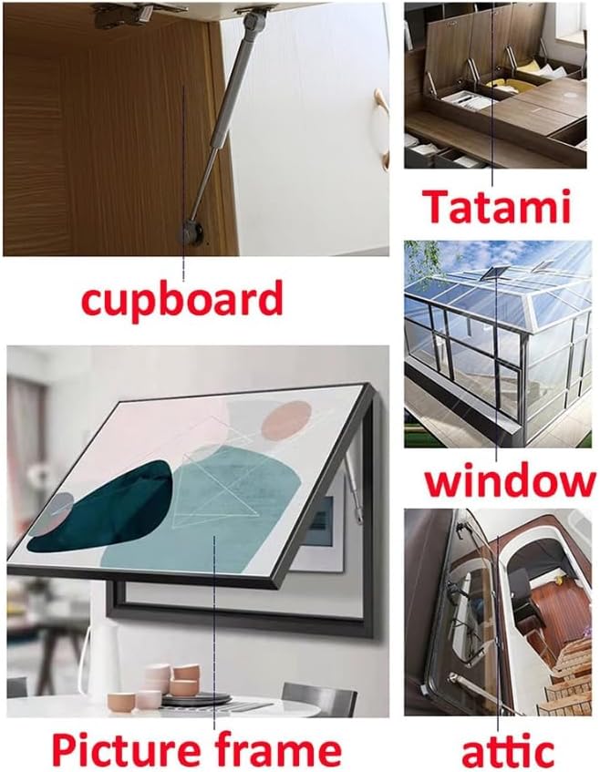 Cabinet Gas Spring Support Rod, Pack of 2 Gas Spring Strut Hydraulic Support Rod for Cabinets Silver 265mm 20N-300N(Rubber Core,150 N)