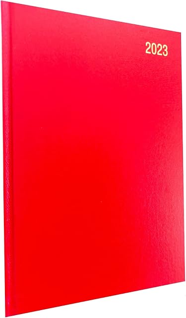 2023 A4 Diary One Day to Page Hardback Casebound Cover Diary with Full Saturday & Sunday Page Ribbon Marker DAP Year Planner for Business, Office, Home, Traveling, Appointments (Burgundy)