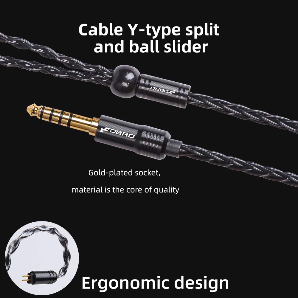 FDBRO 8-core Earphone Upgrade Cable CD Texture Plug Replacement Cable Detachable Ear-Hook Type OFC Silver Plated Earphone Cable for UM3X ES3 ES5 W4R ZS5 ZS6 ZS10 ZST ZSR (0.78mm 2PIN, Black+4.4mm)