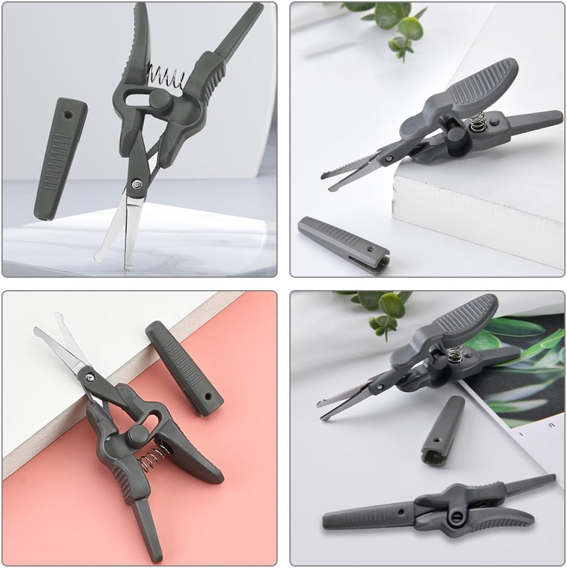 MAGICLULU 4pcs Stainless Steel Nose Hair Scissors and Small Eyebrow Grooming Scissors Set for Men Precision Facial Hair Trimmer Kit with Plastic Handles Suitable for Personal Care