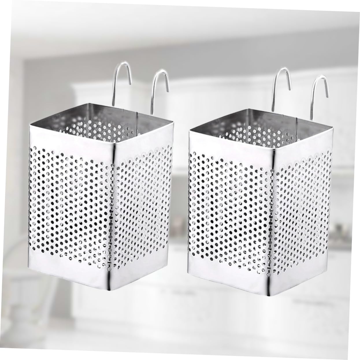 ULTECHNOVO 2pcs Stainless Steel Chopsticks Holder with Drain Multifunctional Storage Container for Home Kitchen Utensil Stand Rustproof Design for Easy Cleaning and Tidy Organization
