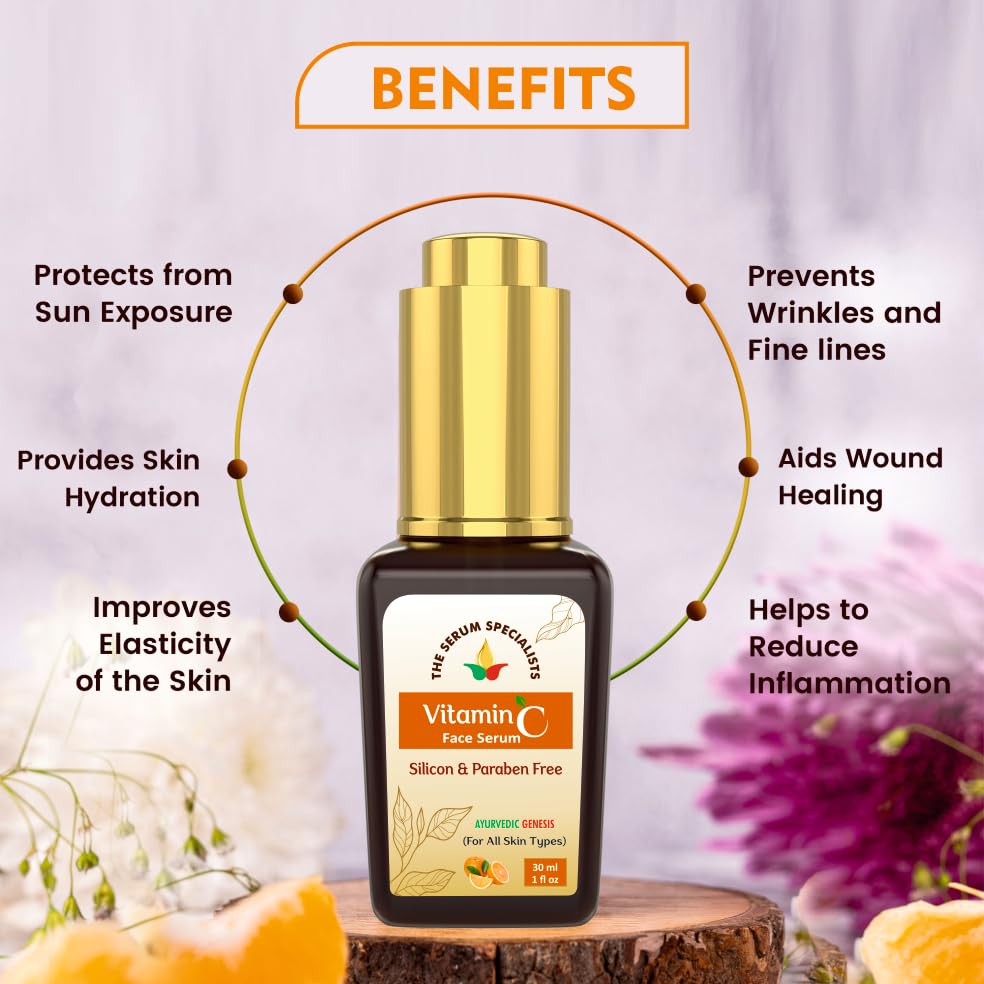 Image of Vitamin C Face Serum For Glowing Skin | Helps In Dark Spots Reduction & Provides Moisturization | Glowing & Brightening Skin | 100% Vegan All Skin Types - 30ml
