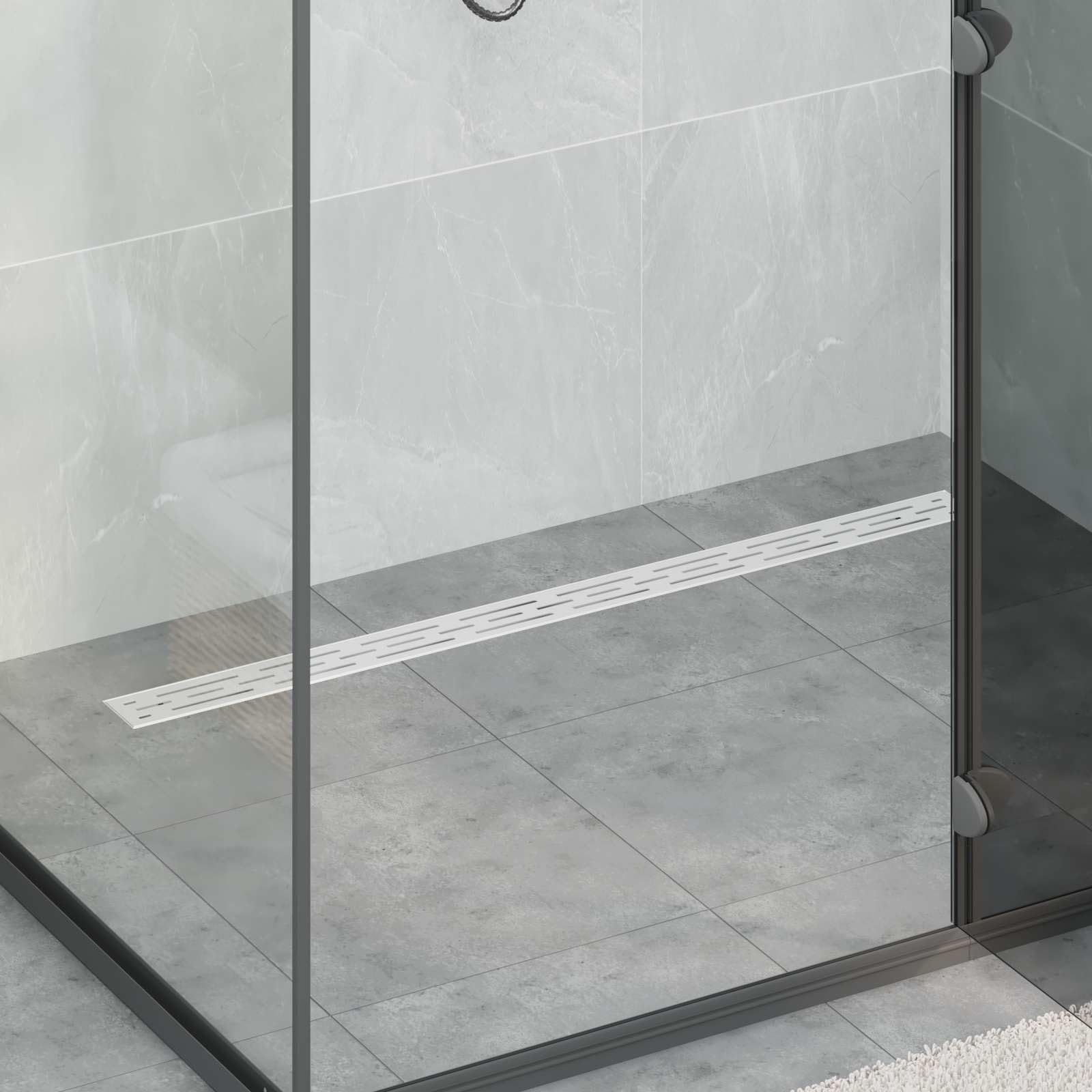 Edelstahl Duschrinne 100 cm, Bodenablauf mit 360° Siphon, Duschablauf für Badezimmer, höhenverstellbar inkl. Ablaufhaken und Dichtvlies