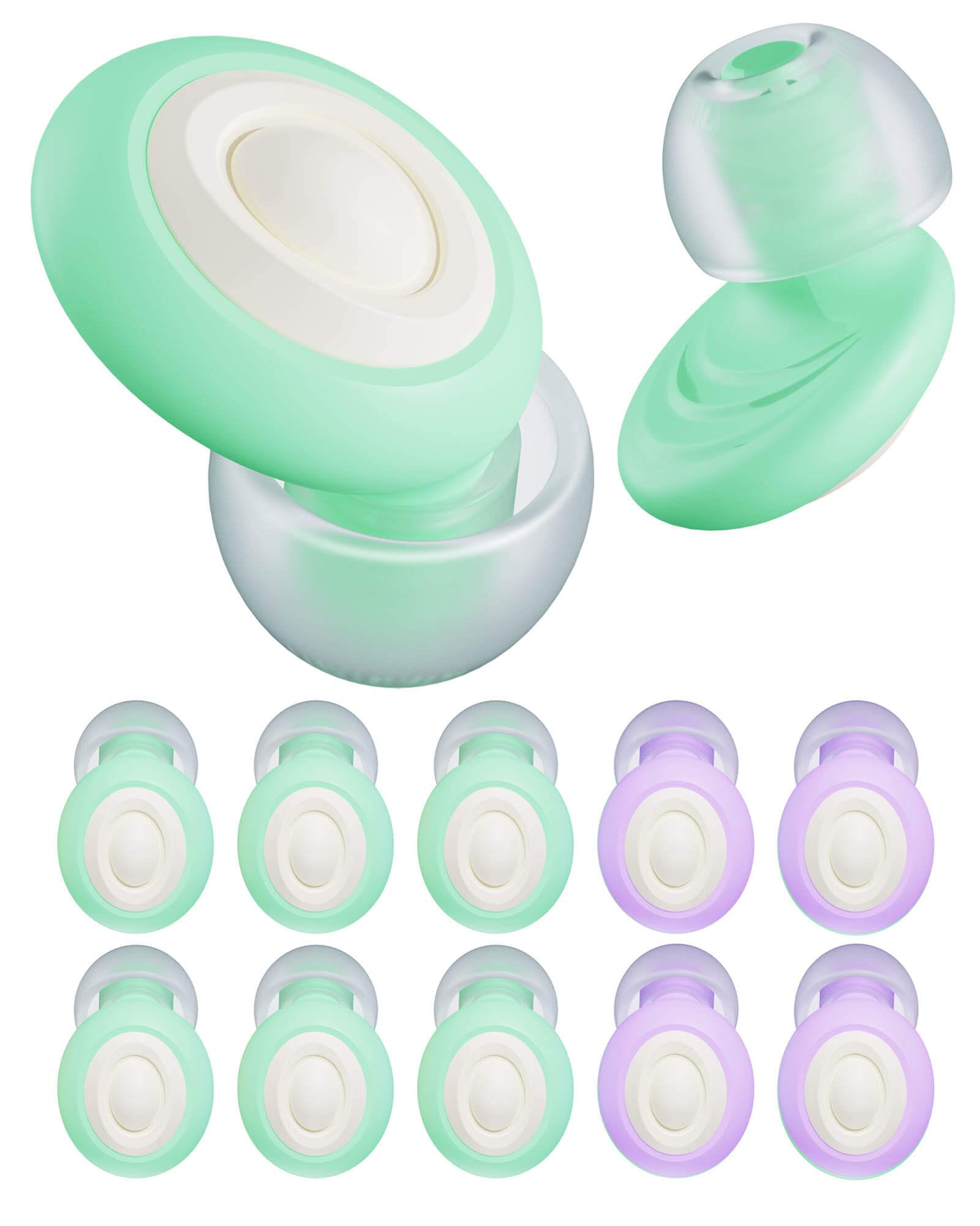 Lot de 5 paires de bouchons d'oreilles en silicone souple pour réduction du bruit du sommeil, protection auditive pour le sommeil, la sensibilité au bruit, les études, les ronflements, le travail, les
