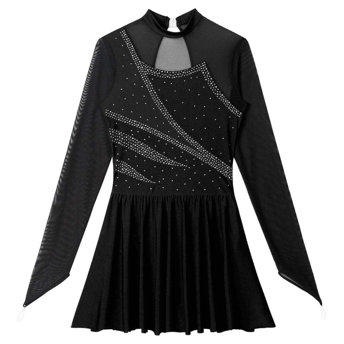 Vestido de malla transparente para mujer, para patinaje artístico, ballet, danza y ballet