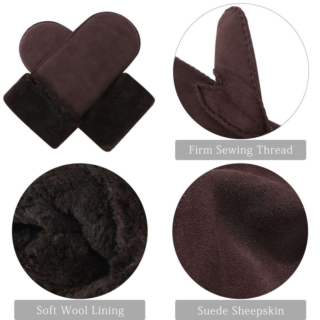 Harssidanzar Guanti del guanto delle Donne,Shearling della pelle di pecora riscaldato caldo del polsino del pelo per inverno freddo KL024EU