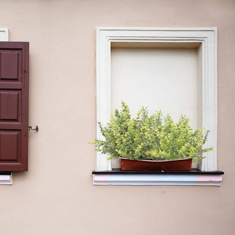 homEdge Künstlicher Eukalyptus-Plektrum, 6 Bündel, UV-beständig, künstliches Bouguet für Dekoration