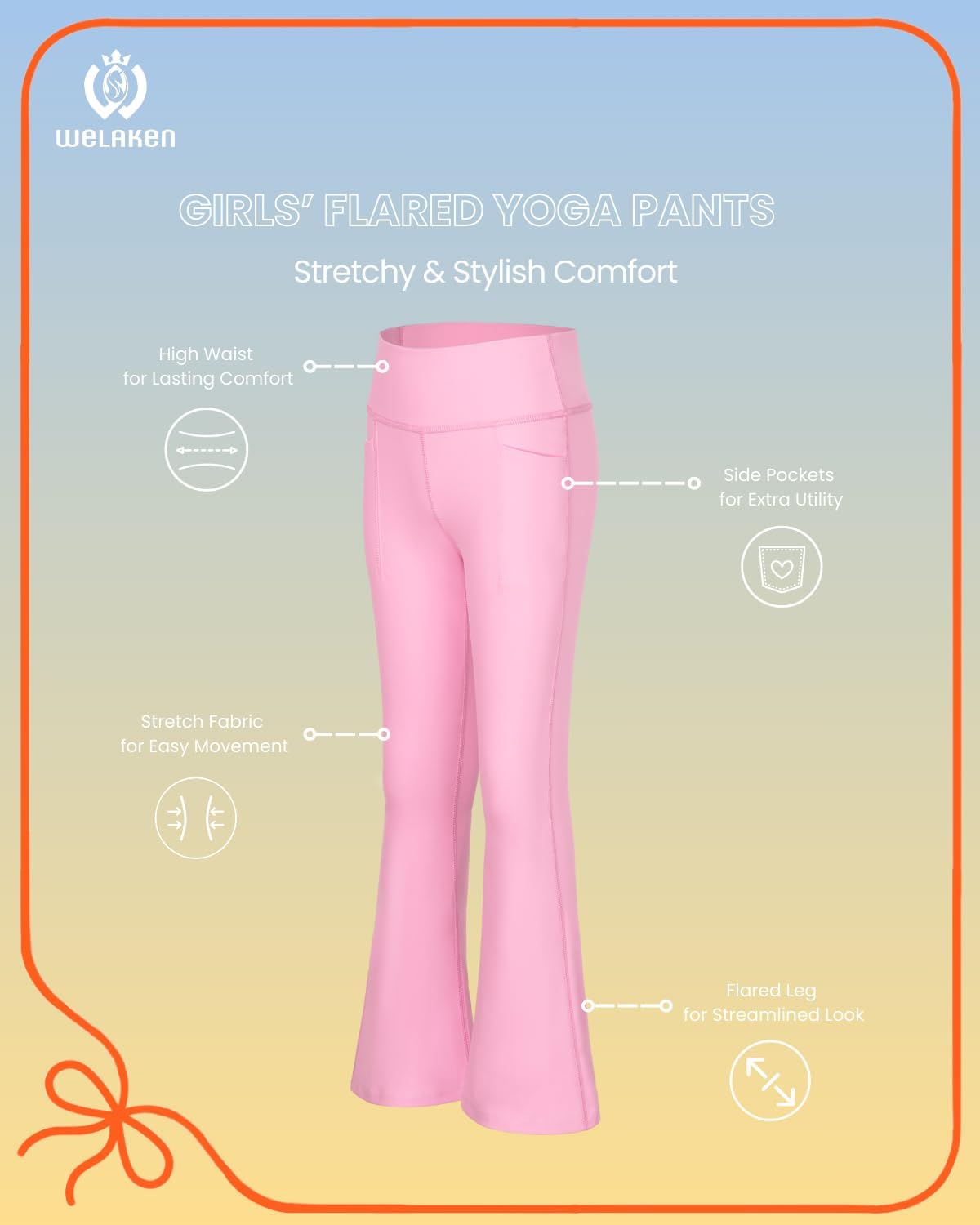 WELAKEN Flare Yoga Pants with Pockets for Girls – High Waist Active Bell-Bottom Leggings - Image 7