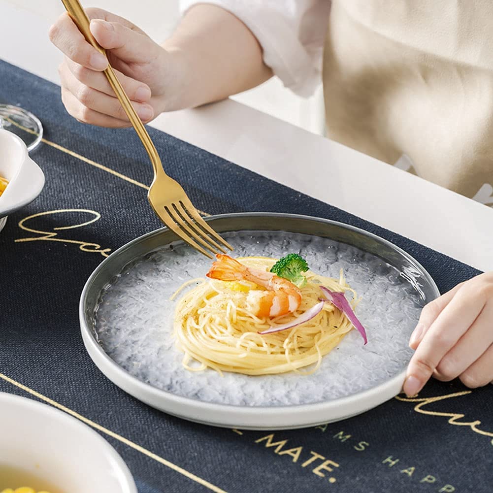 Conjunto de Platos de Estilo de gradiente Moderno, Servicio de cerámica, Placa de Postre de Catering y Cuenco expandible, Diaria, Cena Especial, Desayuno, Placa Exterior