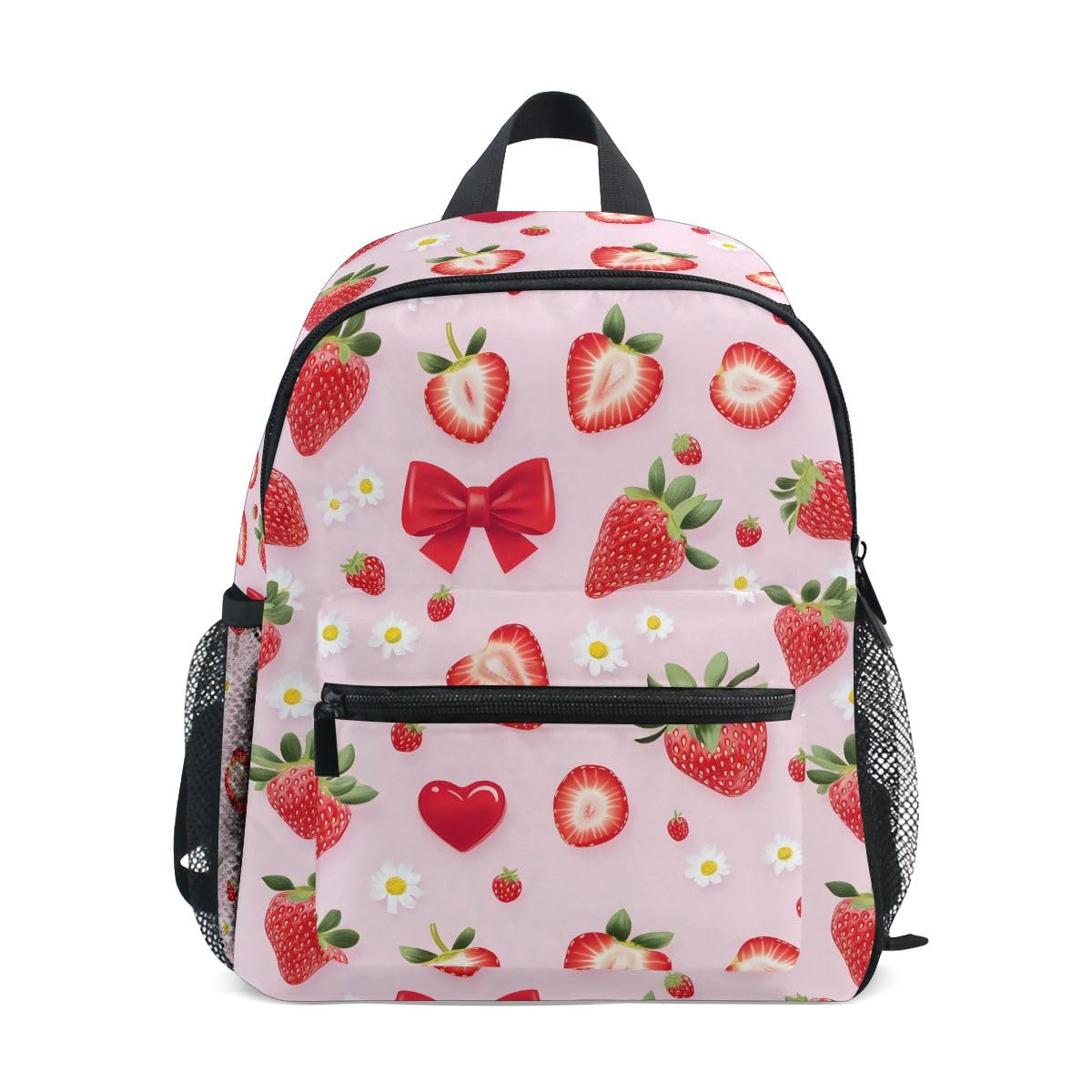 Bolaz Kids Backpack for Girls Strawberry Cute Pink Toddler Bags Children Preschool Kindergarten Small Chest Strap 3-8 Years Old