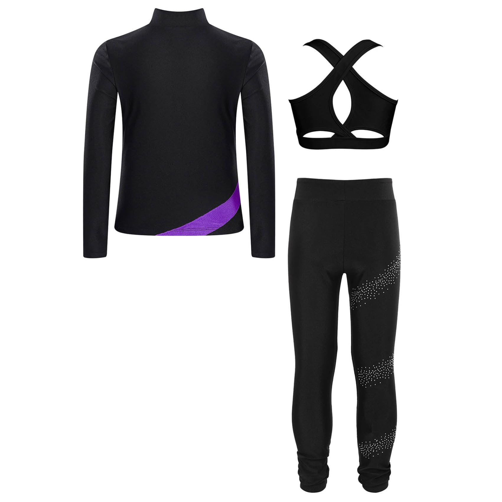 Ensemble De Sportswear pour Filles Costume De Patinage Artistique Pièces Tenue De Gymnastique Tenue De Danse Entraînement