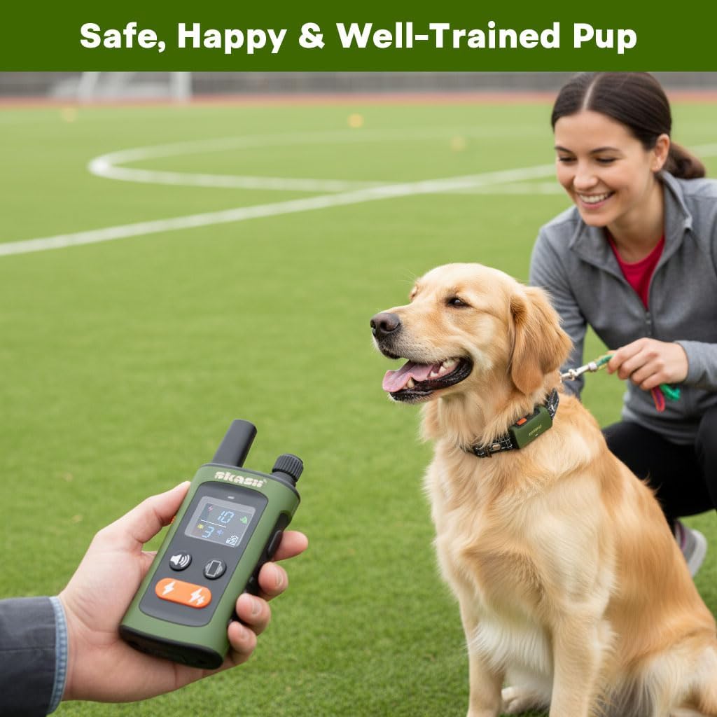 Dog Training Collar with Remote - 4500FT, IPX8, 0-150 Lbs, Dog Collar with 4 Training Modes, Security Lock, Rechargeable e-Collar, Outside Use, for Small Medium Large Dogs, Green