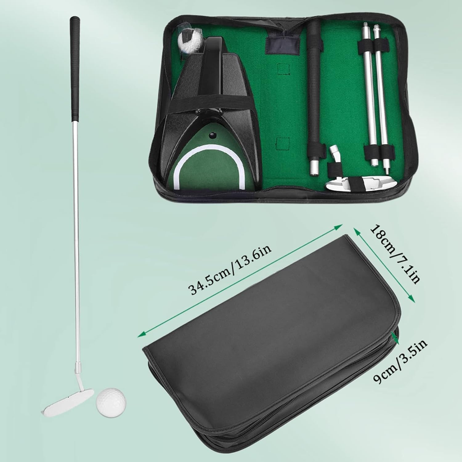 Golfs Automatic Putting Cup,Training Aid Practice Tool Putter with Automatic Ball Return Device for Indoor Outdoor Use Right Handed