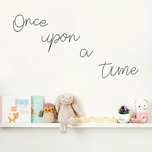 Qmetalart Érase una vez arte de pared de metal, hecho a mano, decoración de pared de guardería para dormitorio de niños pequeños, estantería, libro