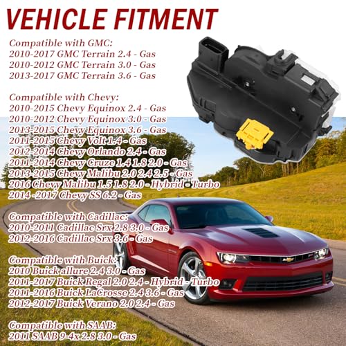 Image of Rear Right Passenger Side Door Latch Lock Actuator Compatible with Chevy Equinox Volt Cruze Malibu GMC Terrain Cadillac SRX, Replaces 931-387 13503784 13579552
