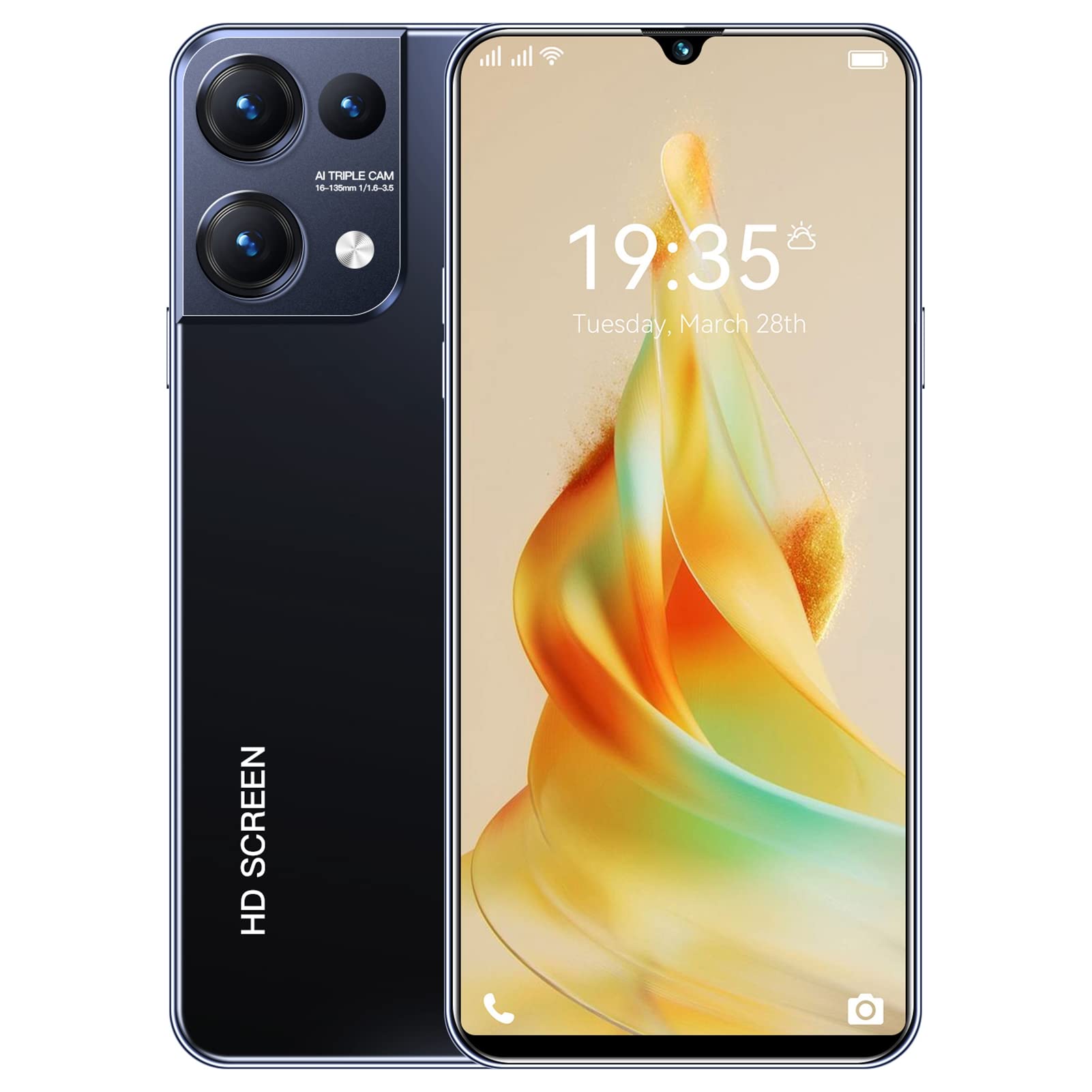 Cell Phone, 4GB 32GB Outdoor Big Screen Phone (Black)