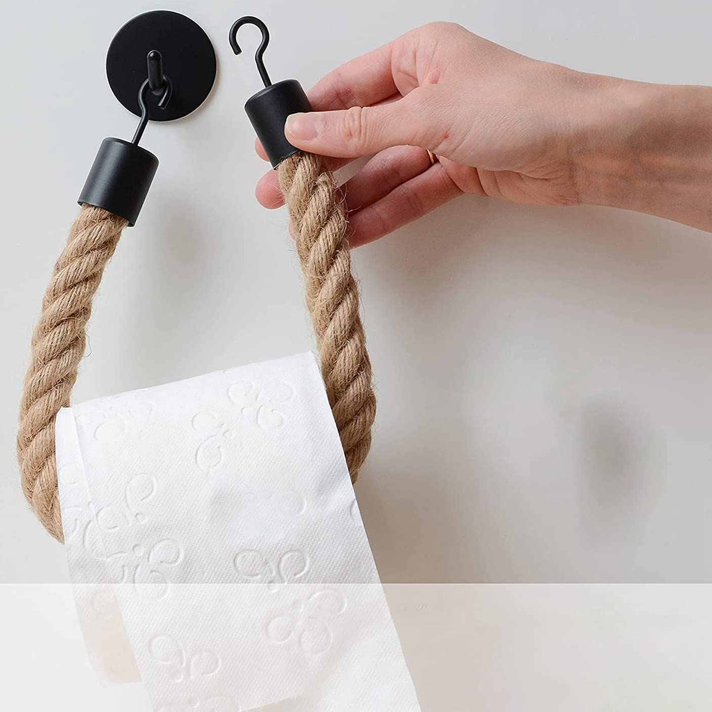 Czarny uchwyt na ręcznik i papier toaletowy w stylu vintage, 1 szt., stylowe akcesoria łazienkowe do domu i hotelu – konstrukcja liny dla eleganckich rozwiązań do przechowywania