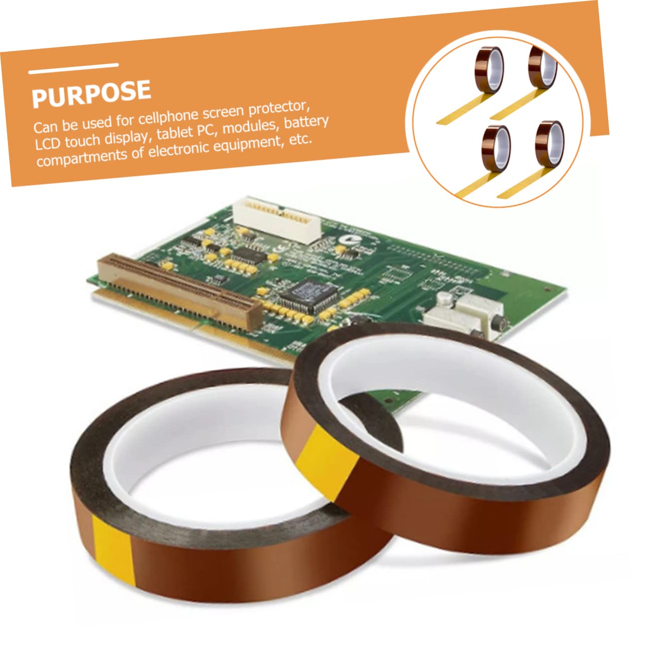 Cabilock 4rolls Double-Sided Heat Resistant Tape High-Grade Adhesive for Electronics Crafting and More for Cellphone and LCD Screen Protection