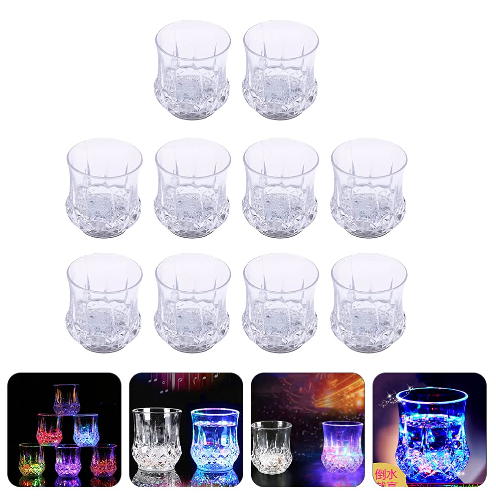 Amosfun Flash Light Up - Set di tazze con bicchieri da tè, con luce a LED, multicolore, per bar, discoteca, compleanni, feste, laurea, 10 pezzi