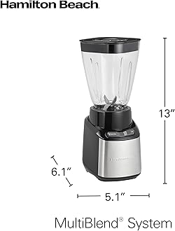 Hamilton Beach Stay or Go Blender, 1L Jar, 250 ml Grinder for Nuts & Spices, Two 500 ml Personal Cups, Shatterproof Tritan Jars, 220-240v UK plug, Stainless Steel (52400) - International Version