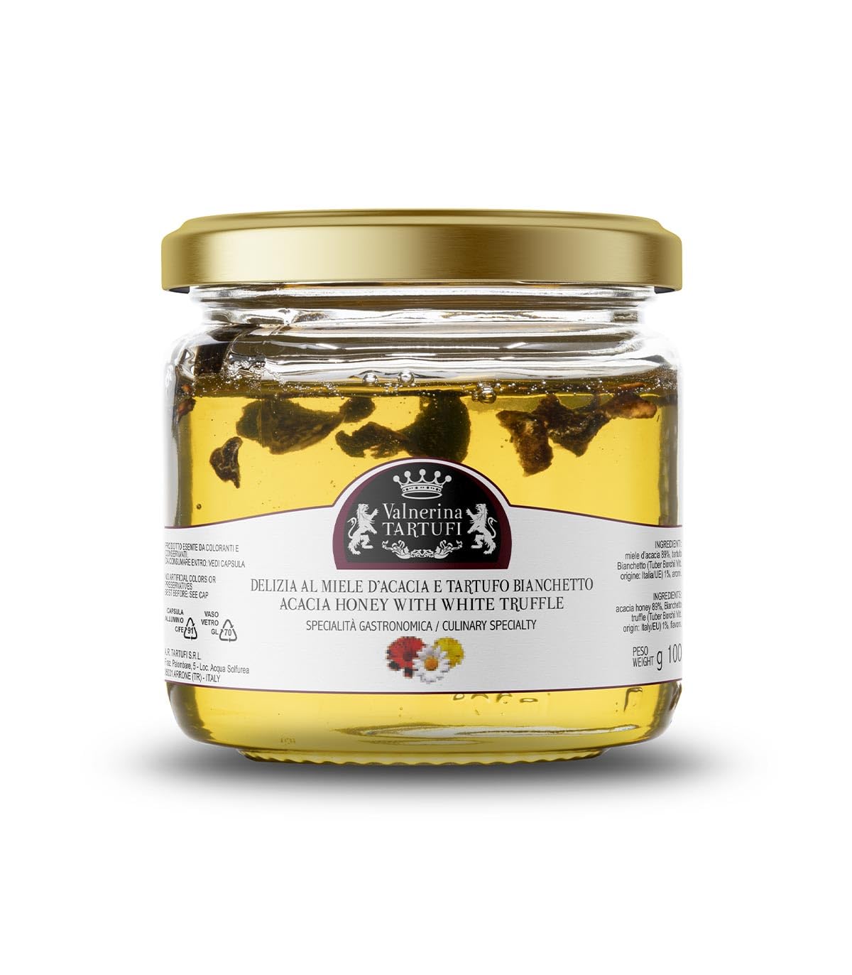 Valnerina TartufiWhite Truffle Honey | Honey Delight with White Truffle | Cheese Gastronomic Specialty | Jar 100 gr.