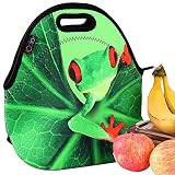 icolor Cute Frog Neoprene Lunch Bag Insulated Lunchbox Thermal Lunch Tote Bag Water Resistant Lunch
