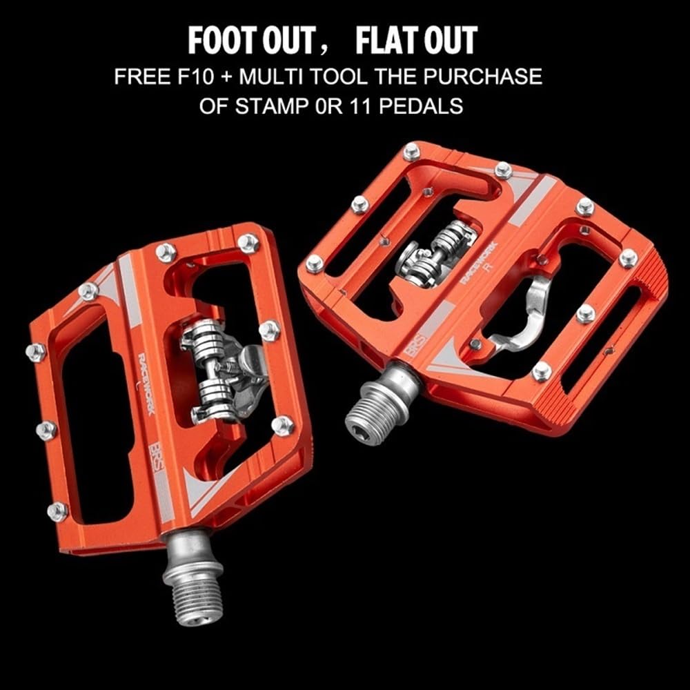 Pedali MTB Pedali MTB for Pedale Automatico a Clip for Biciclette Platform Mountain Bike Mestest Mestenza a Doppia Funzione Misuratore di Potenza Pedali Bici(Red)