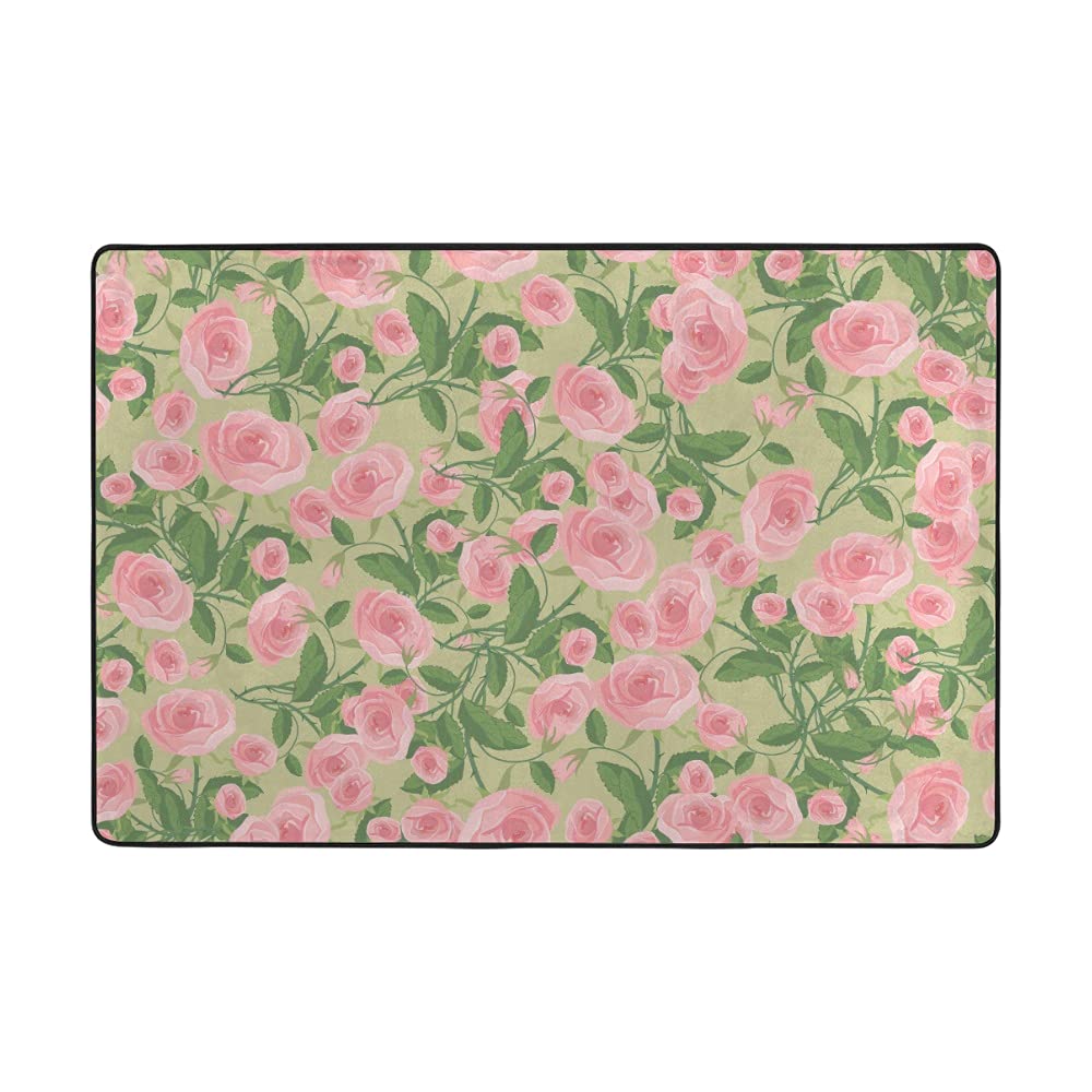 Grand tapis de sol super doux 152 x 99 cm tapis velours corail épais fleurs abstraites